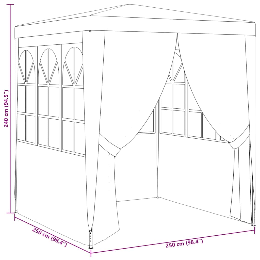 Professional Party Tent with Side Walls 2.5 x 2.5 m Blue 90 g m²