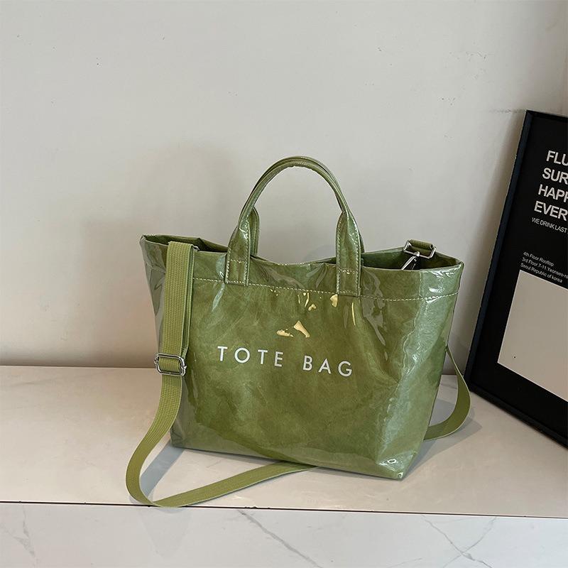 Large-capacity kraft paper jelly bag, transparent waterproof tote bag, fashionable one-shoulder messenger tote at work
