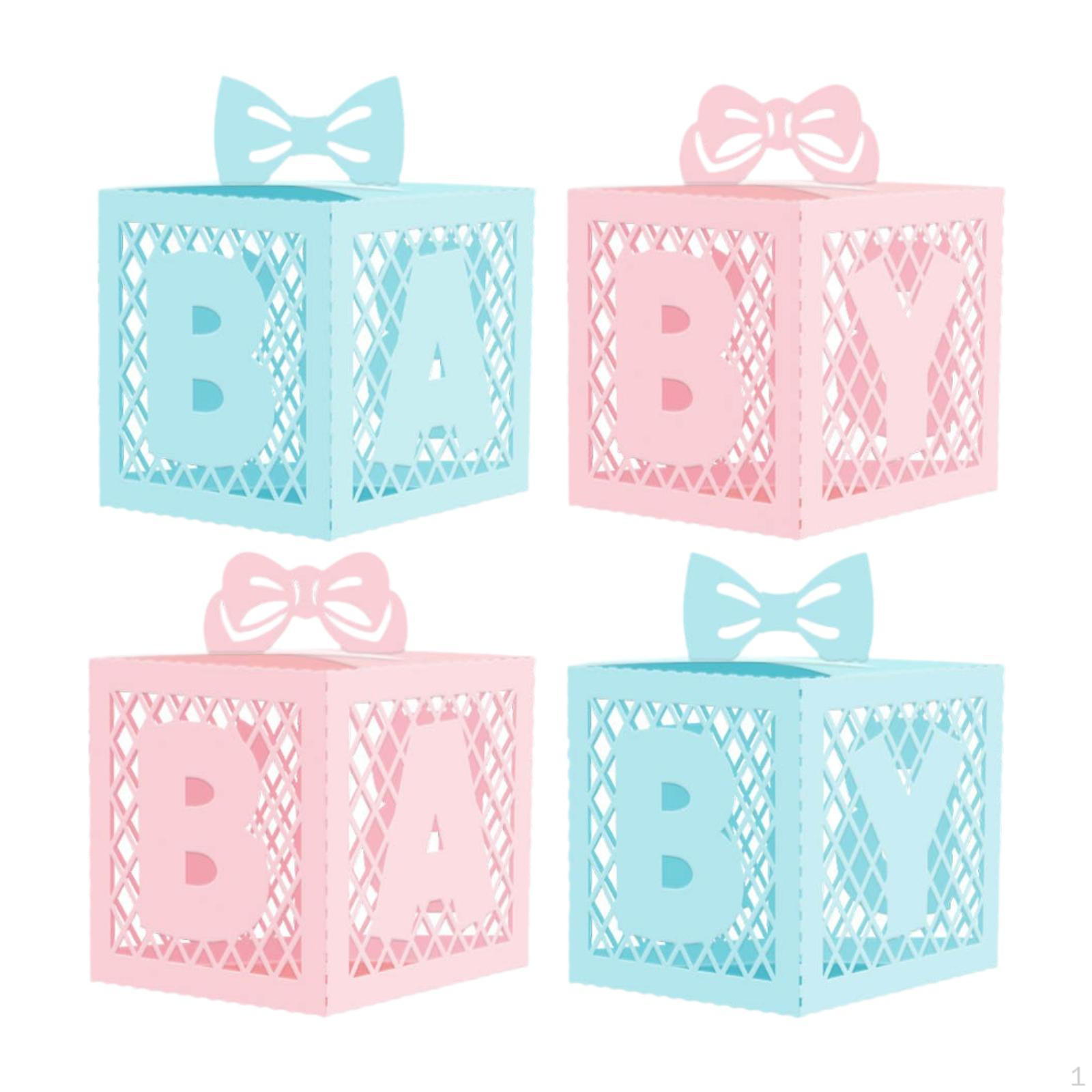 4x Коробки с буквами Фон Блоки Коробка Центральный элемент Раскрытие пола Девочка Мальчик Душ Фотореквизит