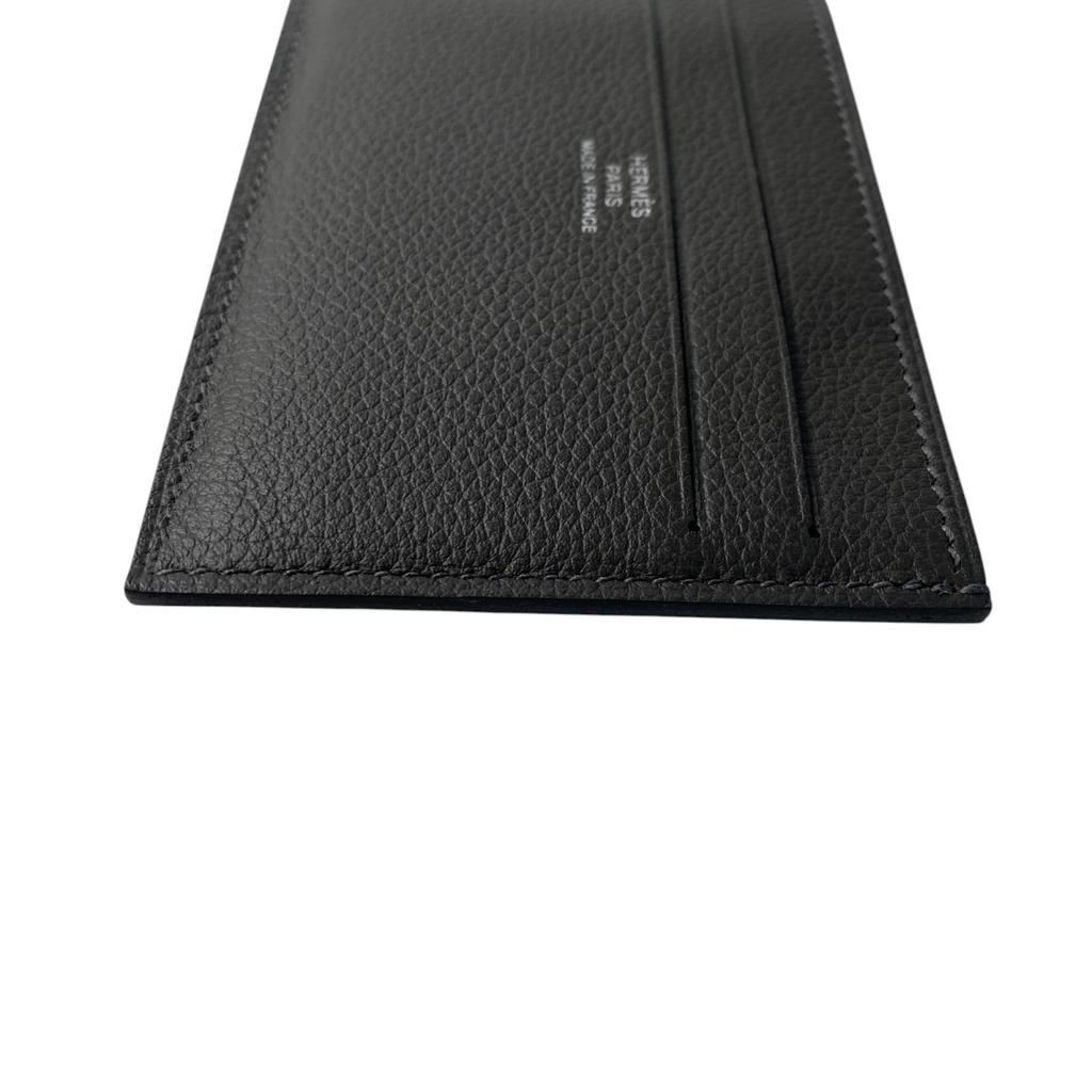 Used HERMESCard Case Black Leather Women