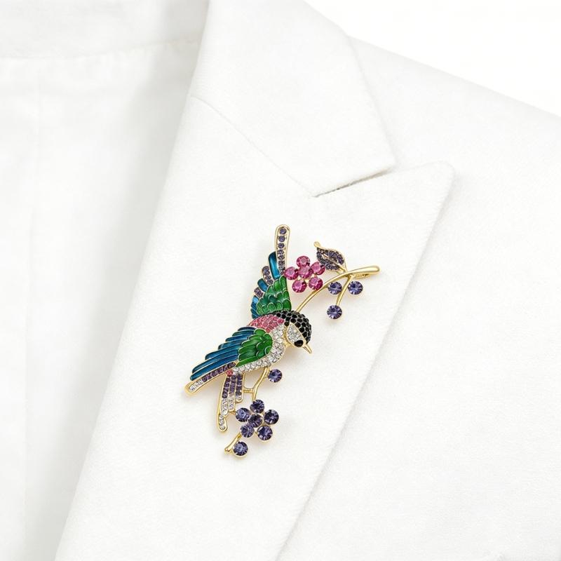 Stylowa Broszka Ptak ze Stopu z Wytrzymałym Poszyciem, Przenośna do Stylizacji, Torebek i na Prezent