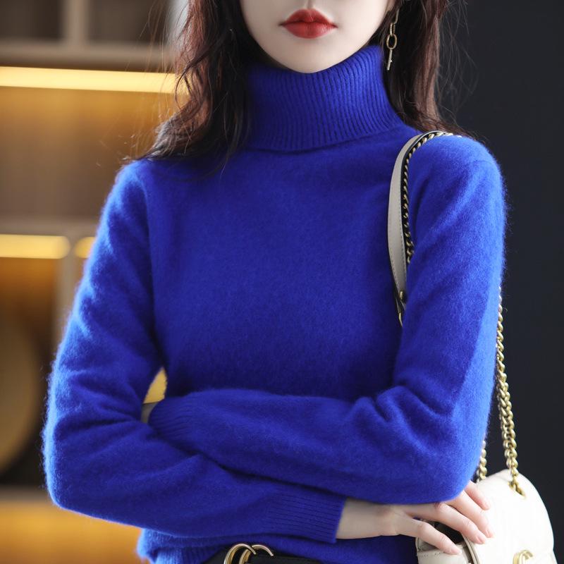 2024 Autumn/Winter Women's High Neck Mink Cashmere Sweater: Loose, Thick, and Versatile Knit Base Layer
