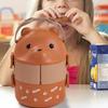 Lunch Box Portable Insulated Lunch Container Set Stackable Bento Cartoon Eyeglass Bear Shape Food Storage Container For Kids