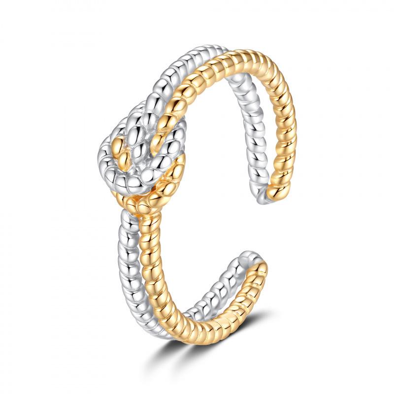 

Hot-Selling Two-Color Twisted Knot Ring - European & American Style Braided Index Finger Ornament Adjustable opening