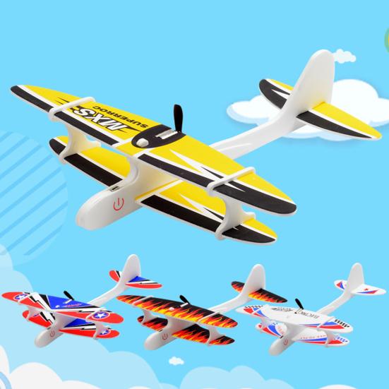 LED Light DIY Assembly Hand Throw Electric Glider Flying Airplane Model Kids Toy