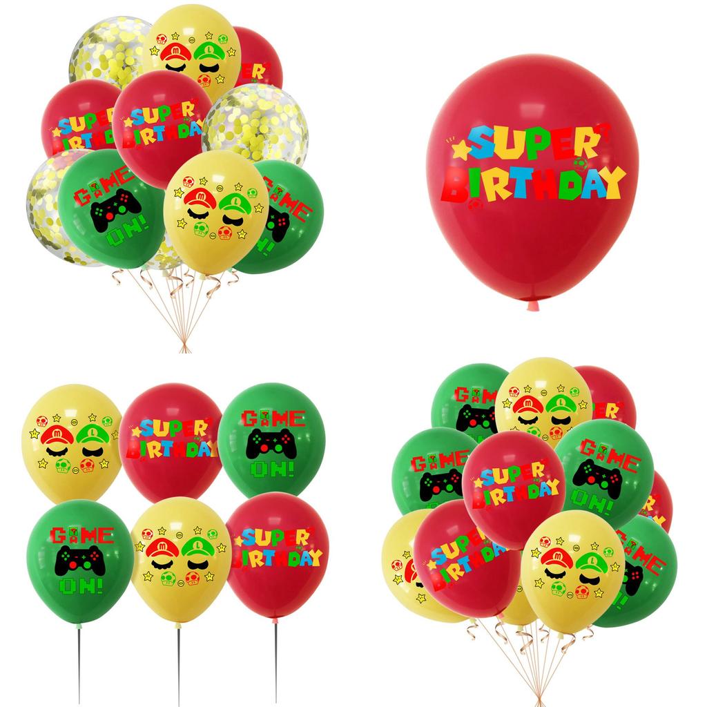 Popular Mario Latex Balloons For Cross-border Sales Super Mario Themed Party Decorations