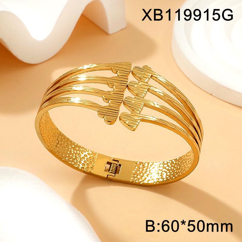 Gold-Plated Wheat Ear Open Cuff Bracelet for Women - Elegant and Versatile Titanium Steel Jewelry
