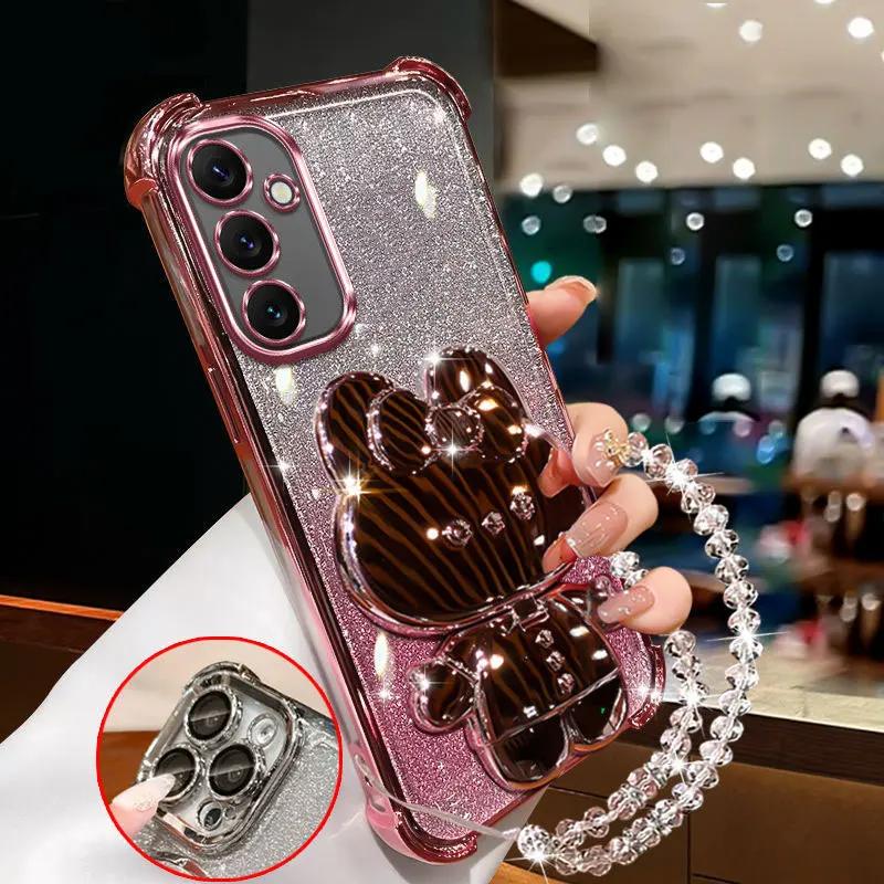 Brățări de modă Carcasă anti-cădere cu patru colțuri Pentru Samsung A56 A36 A26 A16 A06 A55 A35 A25 A15 A05 S Carcasă cu suport oglindă de machiaj