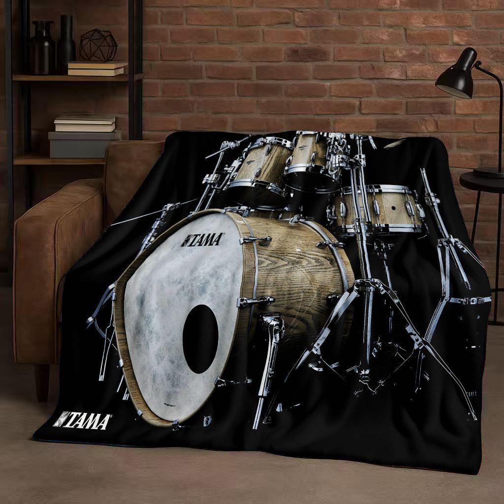 Set Batteria Classico Strumenti Musicali Rock Coperta in Flanella, Coperta Plaid Ultra Morbida per Casa Camera da Letto Letto Divano Copertura Regalo per Bambini