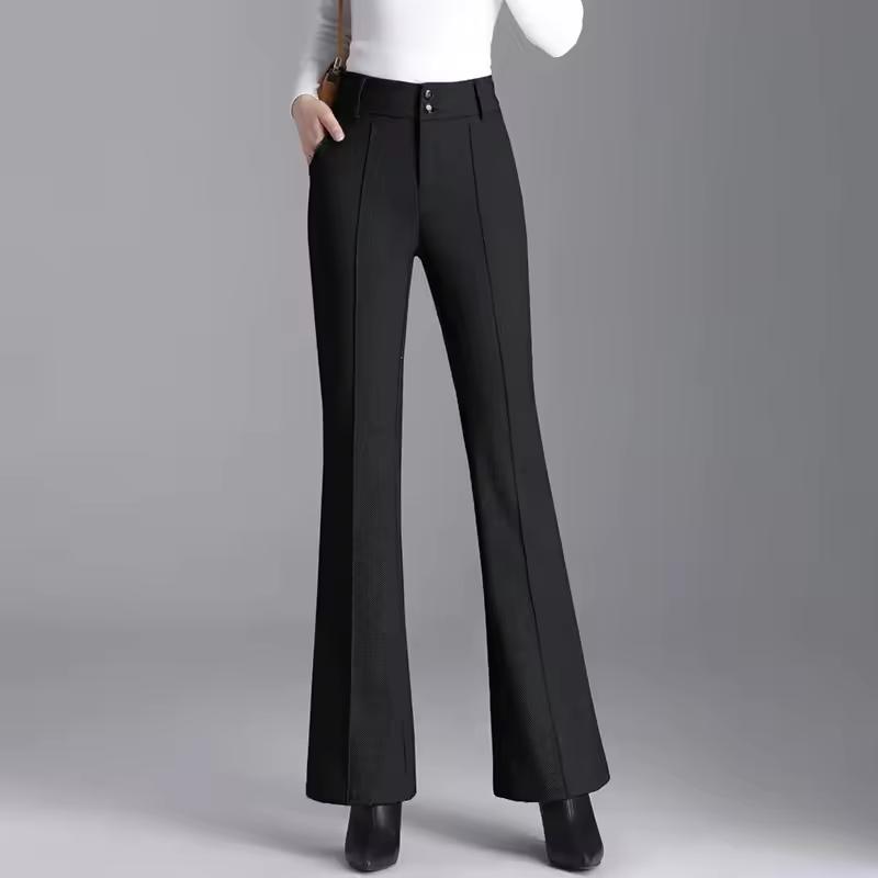 

Women s High Waist Slimming Draping Professional Micro-Pull Straight Suit Trousers Bell-Bottom Pants XS