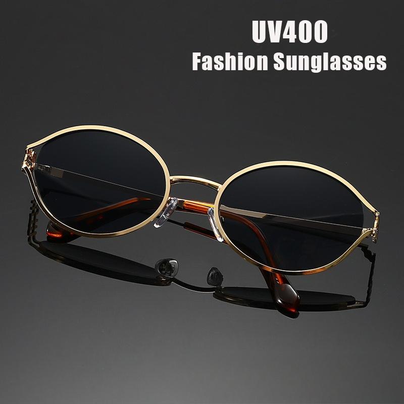 Fable Women's Fashionable Hollow Design Sunglasses Luxury Brand Designer Oval Sunglasses For Uv Protection