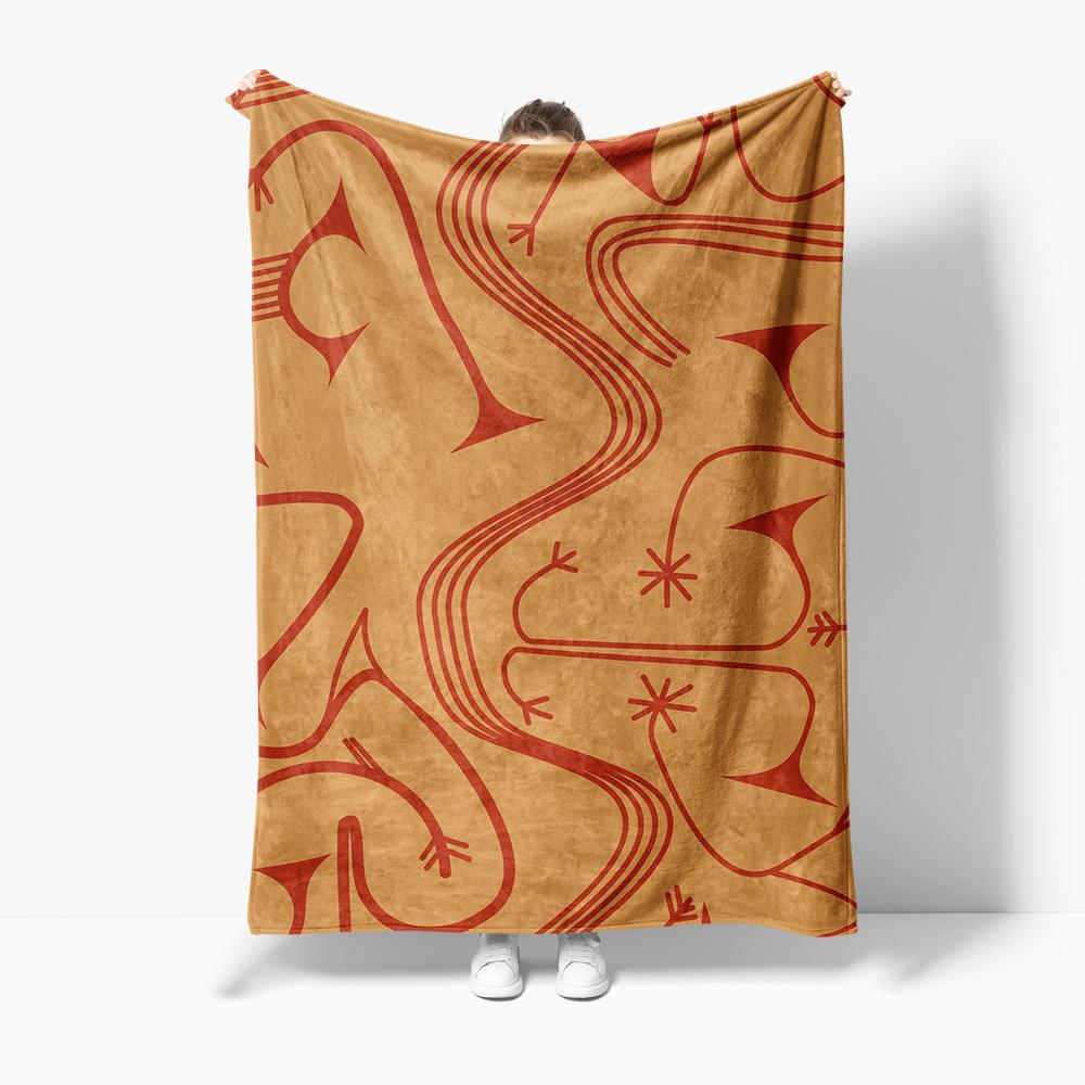 Fleece Blanket with Abstract Swirls Gray and Brown Cozy Throw Soft Warm Bed Blanket Sofa Cover Gift