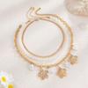Flower Flower Pendant Necklace Multilayer Clavicle Chain Imitation Pearl Snake Chain Choker  Gift