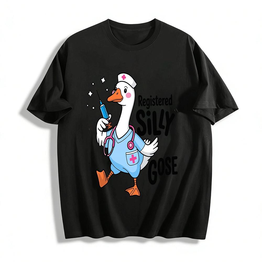 Registered Silly Goose Nurse Themed Graphic Tee For Healthcare Workers Pure cotton T-shirt XXS