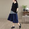 Short sleeve Plus size vintage patchwork new in dresses for women casual loose long summer dress