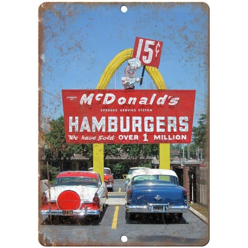 Metal Tin Poster Fast Food Vintage Tin Sign Plaque Metal Retro Plate Hot Dog Poster Wall Decor for Kitchen Cafe Diner Bar
