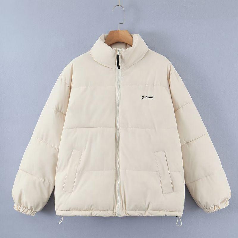 

Heavy Weight Cold-Proof American Brown Cotton Coat Puffer Jacket Embroider Milky White S