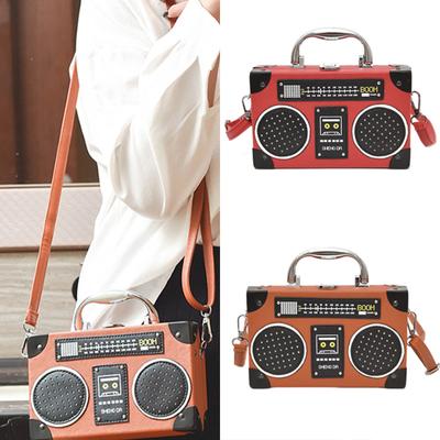 Radio Shape Messenger Bag for Women PU Leather Shoulder Bag Tape Shaped Crossbody Bag Evening Bag Handbag Clutch Purse