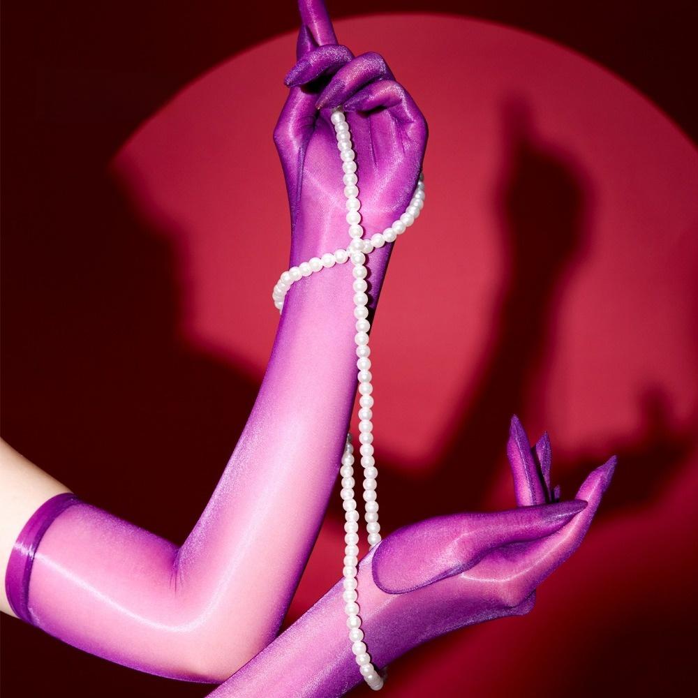 Oil Shiny Sheer Gloves Ultra-thin Stockings Gloves Stretchy Sun Protection Gloves  Cosplay