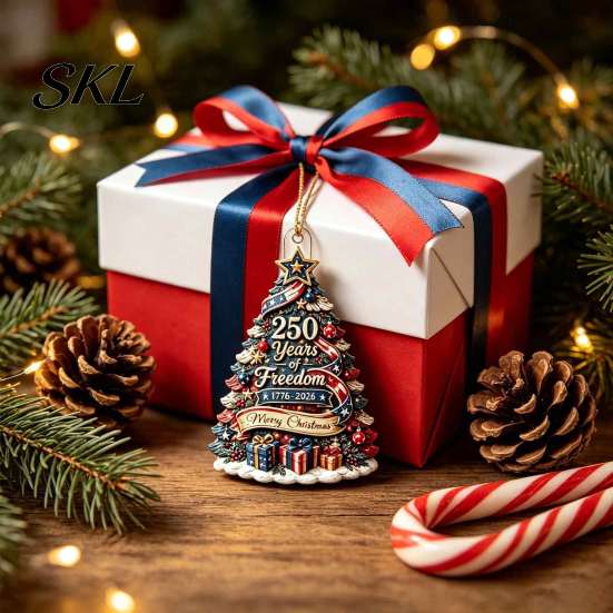 Seasonal Decorative Hanging Crafts USA 250th Anniversary Christmas Tree Pendant, Acrylic Memorial Ornament for American Patriotic United States