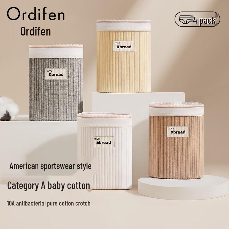 

Хлопковые бесшовные трусы-слипы средней посадки Oudifen для женщин (4-Pack) M (80-100 Jin)