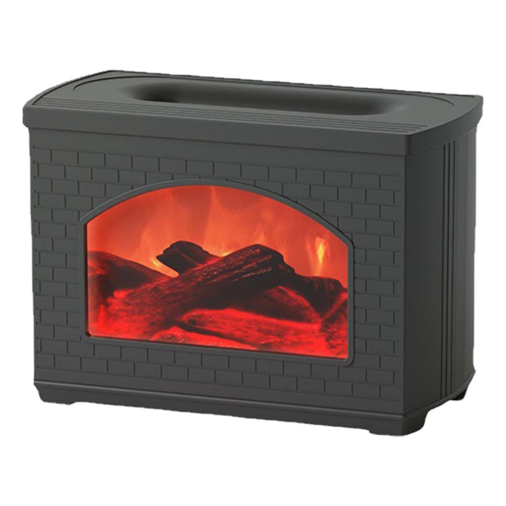 270ml Mist Humidifier Simulated Fireplace Design Power Off Protection Fire Diffuser for Home Black