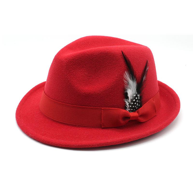 Cross-Border Amazon New Men'S Top Hat Feather Felt Hat Men'S Jazz Hat European And American High-End Hat Women