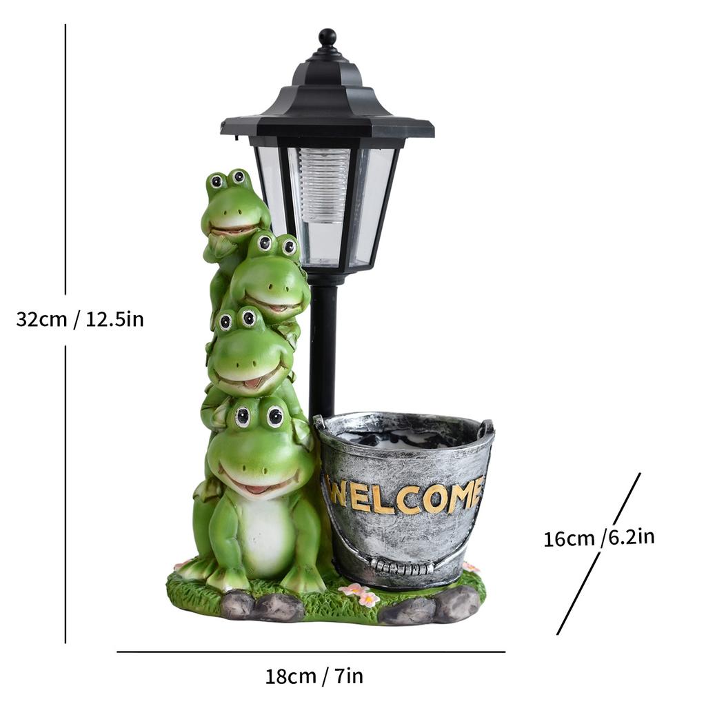 JYL TS/058,Garden Resin Bucket Frog Solar Outdoor Light Statue for Villa Corridor Scene Decor Night Lamp