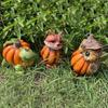 Vivid Animal Head Sculpture Resin Miniature Figurine Ornament Halloween Pumpkin Owl Statue  Desktop