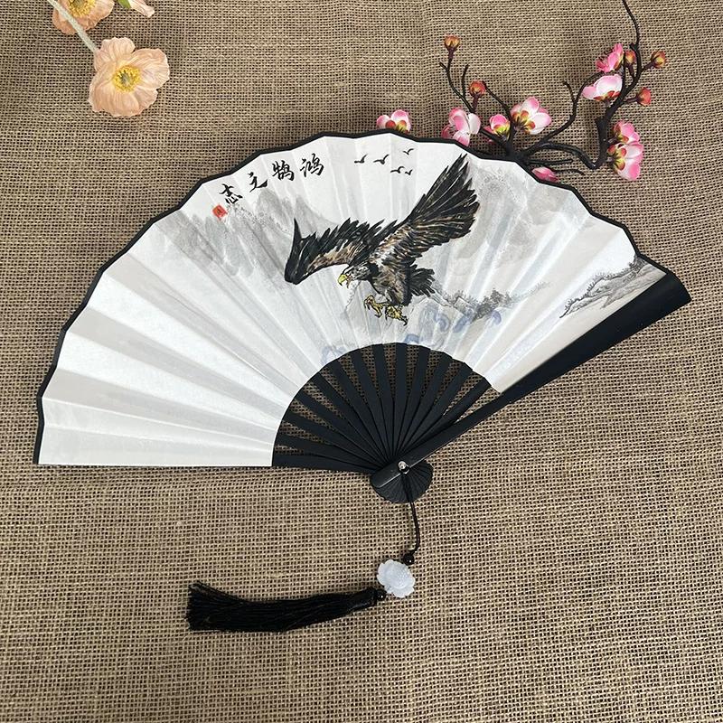 Chinese-Style Traditional Fan, Double-Sided Silk Cloth, High Aesthetic Value, Student Plastic Folding Fan, Sturdy and Durable, Hanfu Dance Fan