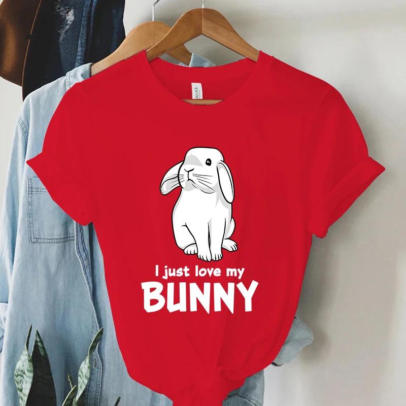 I Just Love My Bunny Print Unisexs Clothing Summer 2023 Funny Animal Tshirts Kawaii Short Sleeve T Shirt Unisex Streetwear Tops