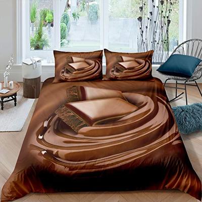Chocolate Bedding Set Dessert Theme Comforter Cover Set for Child Youth Lady,Food Fluid Duvet Cover Novelty Funny Quilt Cover