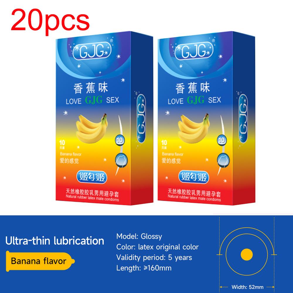 Ultra-thin Condom Lubrication Natural Latex Condom 52mm Banana Flavor Bump Thread Safe Sex Sex Product for Male