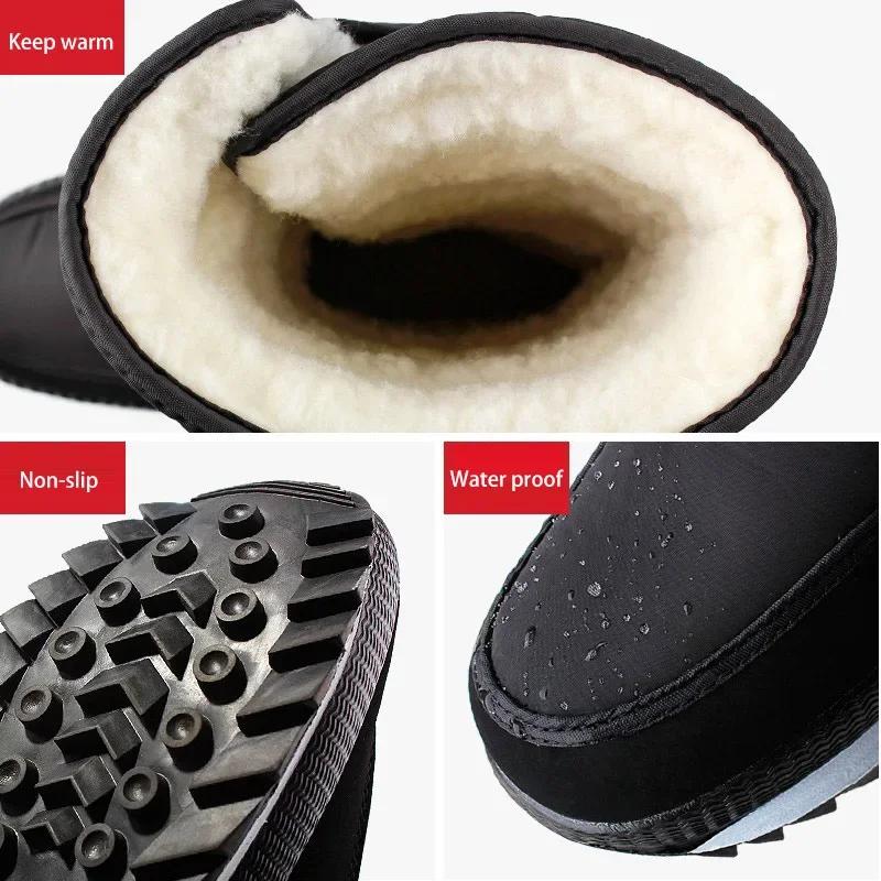 Big Size 46 47 Men Snow Boots Winter Female Boots Thick Plush Waterproof Non-slip Thigh High Boots Warm Fur Lovers Winter Shoes