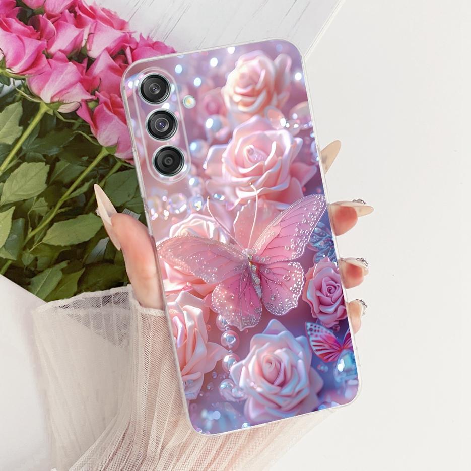 Etui do Samsung Galaxy M55 SM-M556B Nowe Kwiaty Motyl Malowane Pokrowiec Miękki Silikonowy Etui Do Samsung M55 M 15 Galaxy M15 Torby