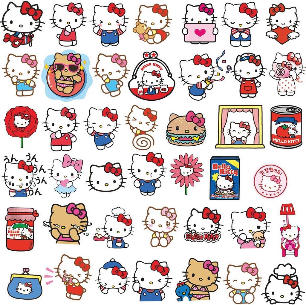Hello Kitty Stickers, 100-Piece Set, Cute Anime Stickers for Crayon Shin-chan, Waterproof Decals, Cute and Stylish Cartoon DIY Stickers, Great Gifts