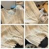 Korean Style Hollow Out Knit Top For Women New Loose Fit Long Sleeve Pullover Casual Versatile Sheer Mesh Blouse With Unique Design Sense