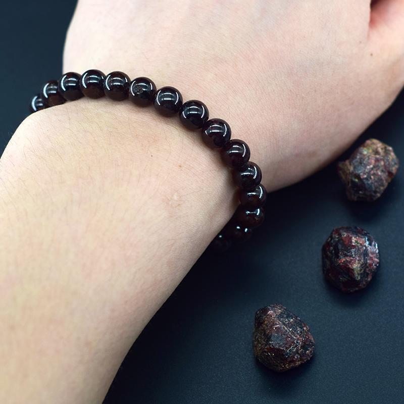 5A Natural Garnet Stone Femme Wine Red Bead Bracelet Women Bangle Men Bracelet Lucky Energy Healing Jewelry Valentine's Day Gift