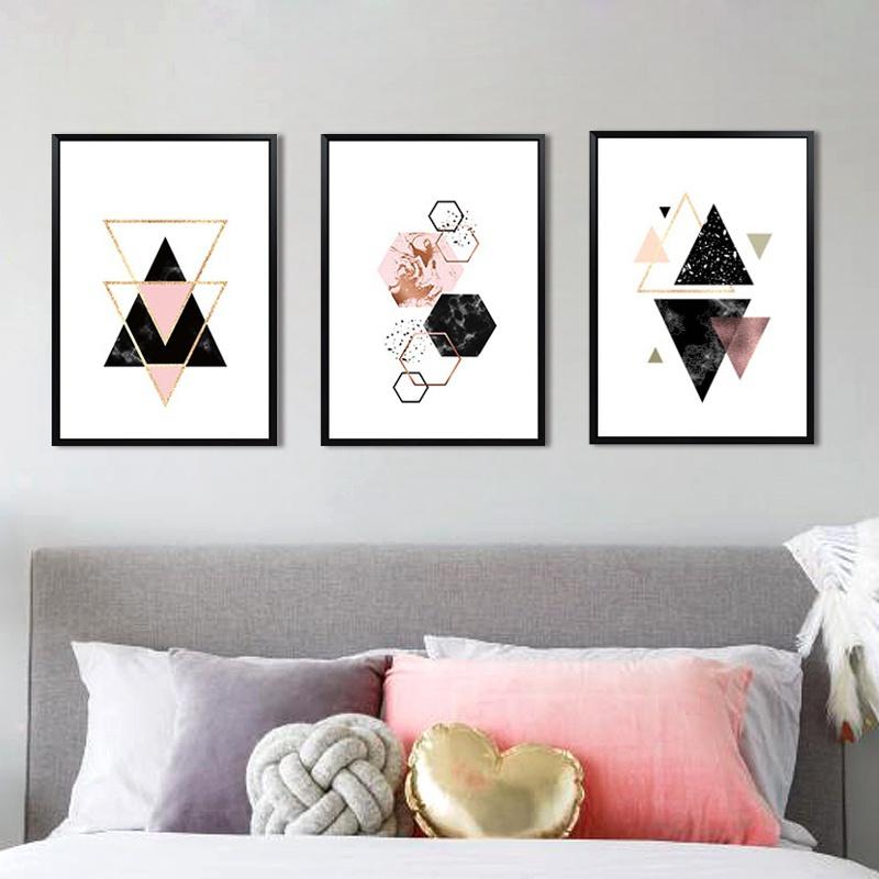 Nordische Dekoration Geometrische Wandkunst Leinwandmalerei Poster Dekoration Leinwandkunst Wandbilder Ungerahmt für Wohnzimmer Schlafzimmer Dekor Poster