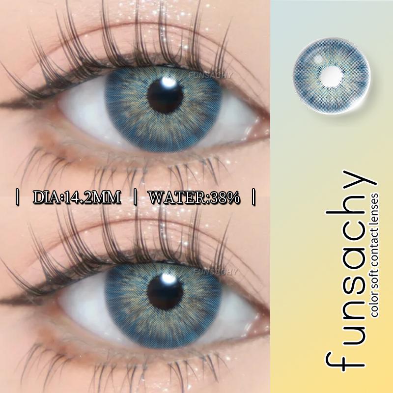 FUNSACHY 2PCS Yearly Colored Contact Lenses for Eye Natural Pupils Grey Blue Contact Lenses Beauty Cosmetics High Quality Lens