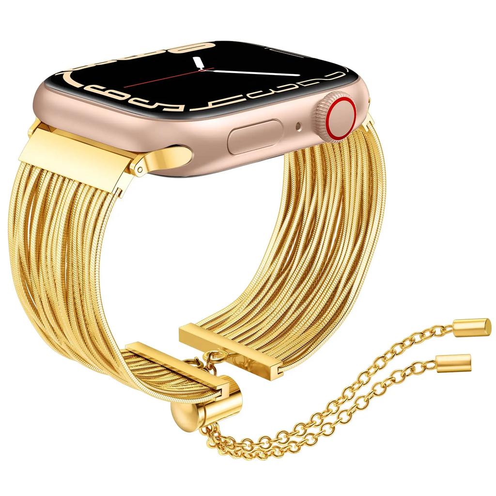 Strap for Apple Watch Band 49mm 45mm 41mm 44mm 40mm 42mm 38mm Women Steel Chain Bracelet IWatch Ultra SE Series 9 8 7 6 5 4 3 2