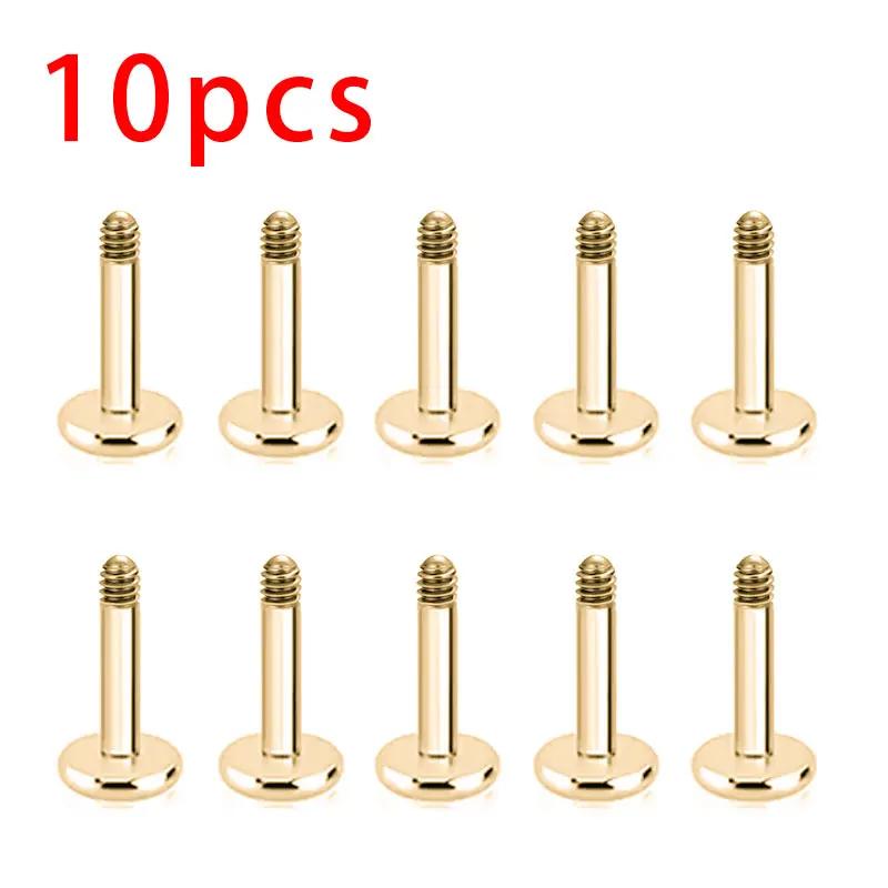 10pcs ASTM F136 Titanium Male Thread Labret Piercing 14G 16G Lab Lip Ear Tragus Replacement Body Jewelry Accessories