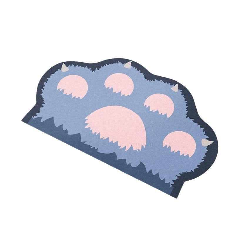 Cartoon Cat Claws Shaped Diatom Mud Floor Mats for Household Bathroom Floor Mats for Bathroom Absorbent Foot Mats for Entrance Door Mats