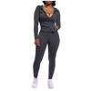 Fashion Women  Lady Split 2 Piece Sports Suit Set Casual Solid Color Suit