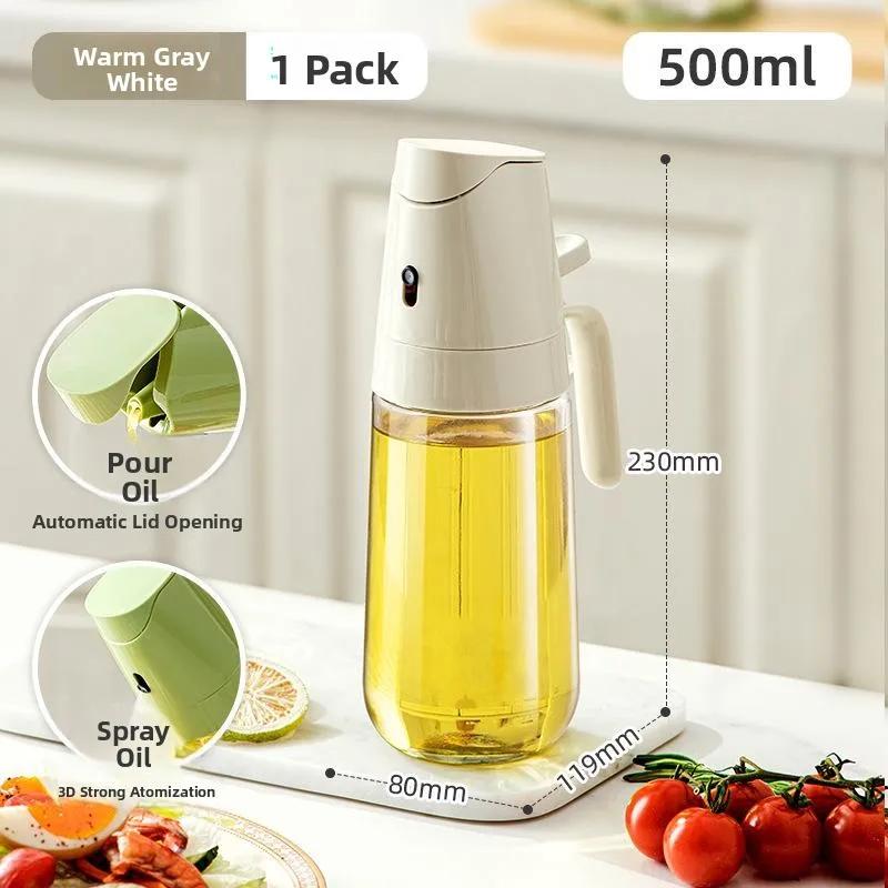300/500ml Glass Oil Vinegar Bottle, Two-Way Spray Design, Kitchen Home Non-Drip Storage Seasoning Bottle