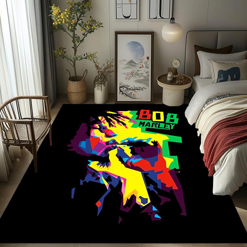 Vibrant Bob Marley Art Print carpet Suitable for all seasons Living room and bedroom mats Room Dormitory decoration Bathroom mat