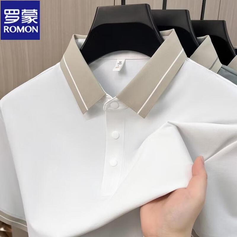 ROMON Men's Cooling Breathable Short Sleeve Polo Shirt