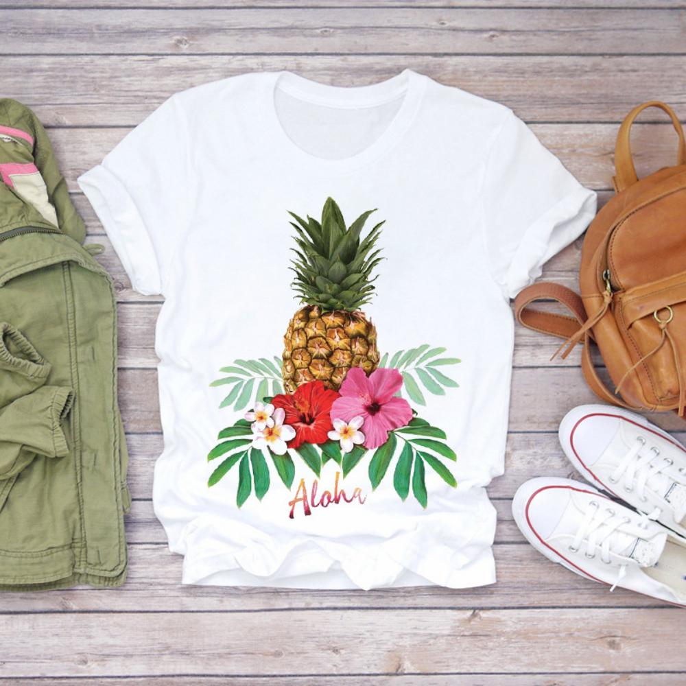 Colored Cartoon Fruit Tshirts  Avocado and Pineapple Tshirts Plussize Casual Tshirt Daily Streetwear Women Casual Tops