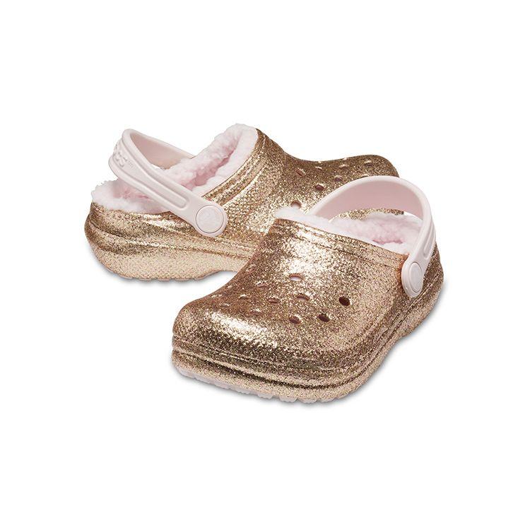 Crocs Classic Clog Fleece Lined Durable Cotton Sandals Kids Sandals Gold Pink 205937-2UB