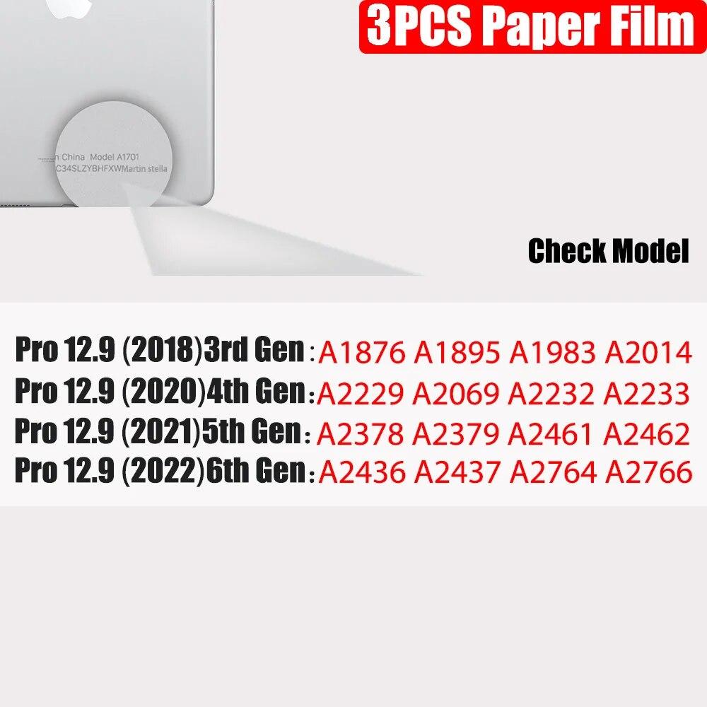 Protector de ecran de 3 bucăți cu senzație de hârtie pentru iPad a 10-a generație a 9-a 8 7 6 Air 5 4 Pro 11 12,9 10,5 9,7 Mini 5 6 13 2025 fără sticlă